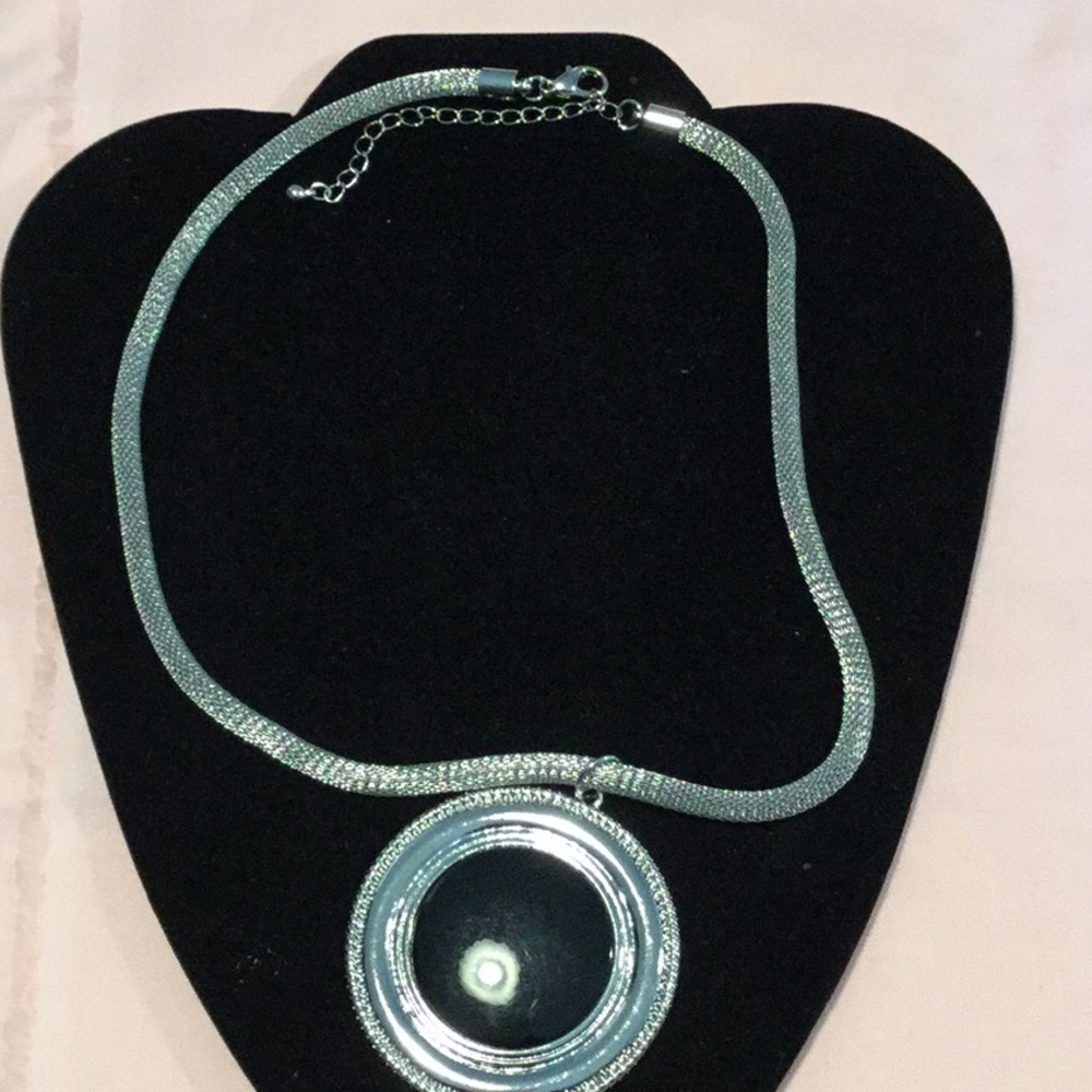 Gorgeous Silvertone Mesh Chain, Silver Medallion
